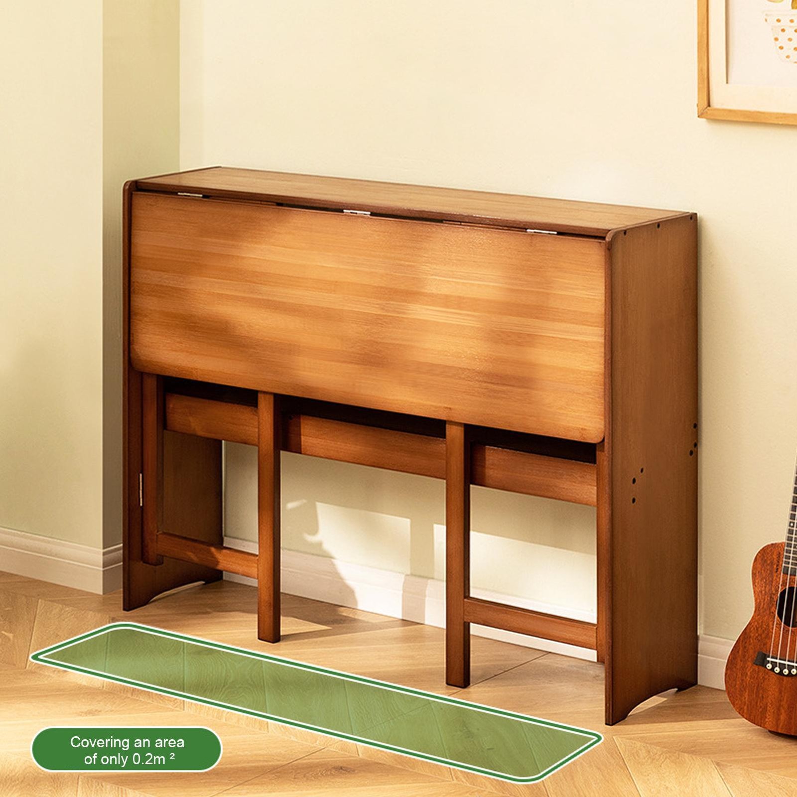 41 Inch Computer Desk, Bamboo Writing Desk, Folding Work Desk For Home Office