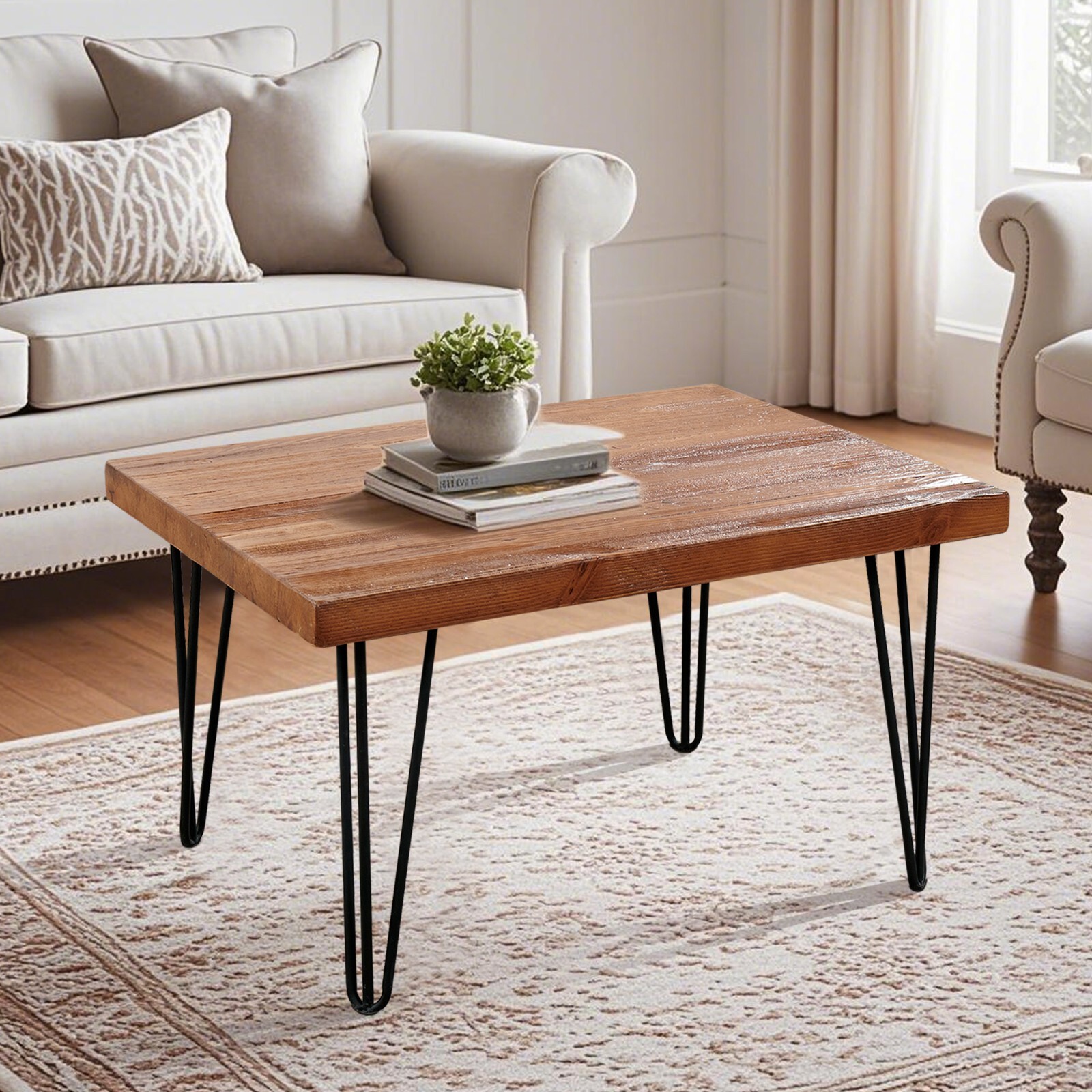 Rustic Square Old Pine Wooden Coffee Table Home Furniture for Living Room Decor