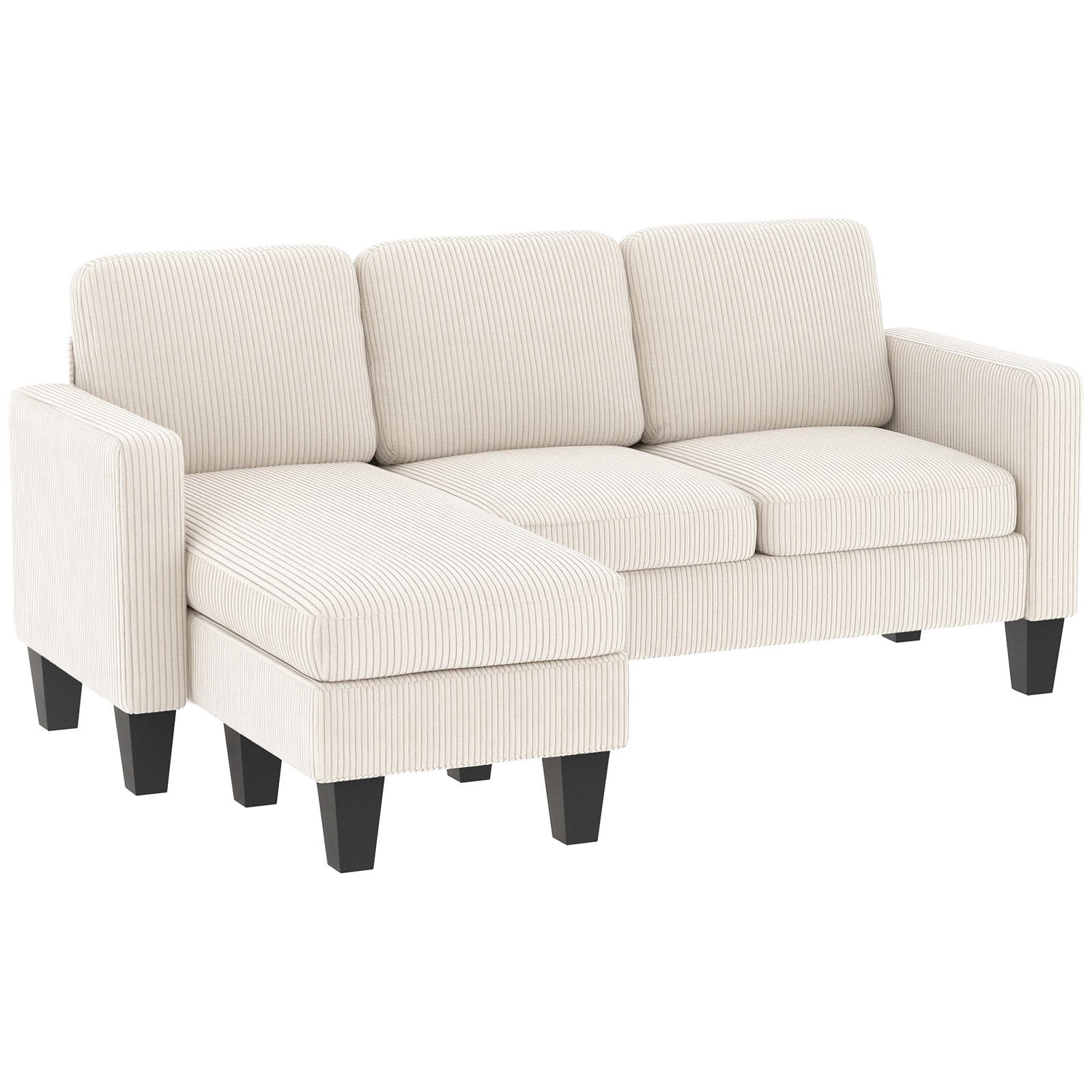 Sectional Sofa, L Shaped Couch with Reversible Chaise, Cream