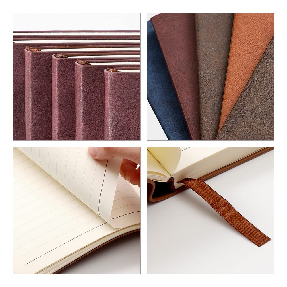 Pyd Life 6 Pack Leather Notebooks A5 Journal Lined Blanks 5.8 X 8.3 Dark Maroon