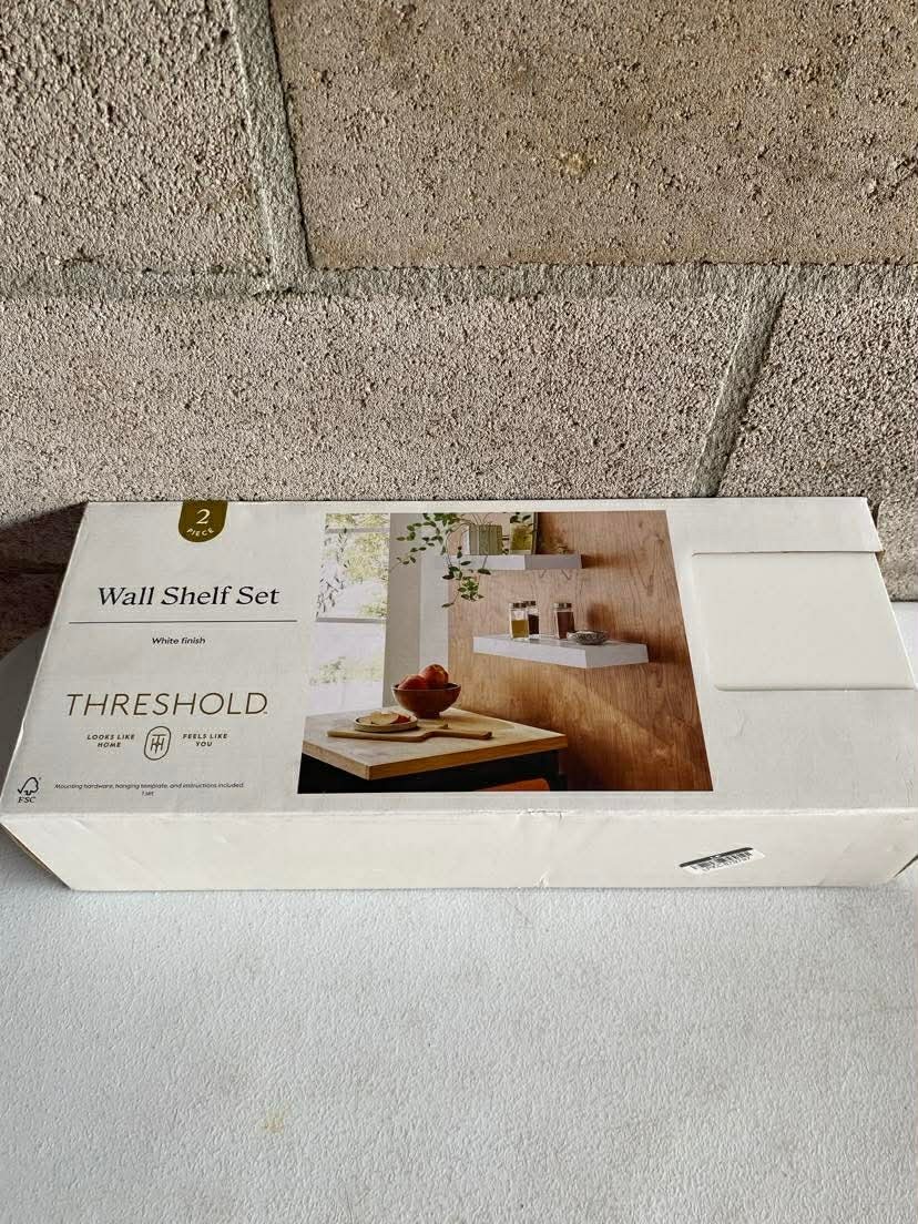 Threshold wall shelf set white finish 2pieces