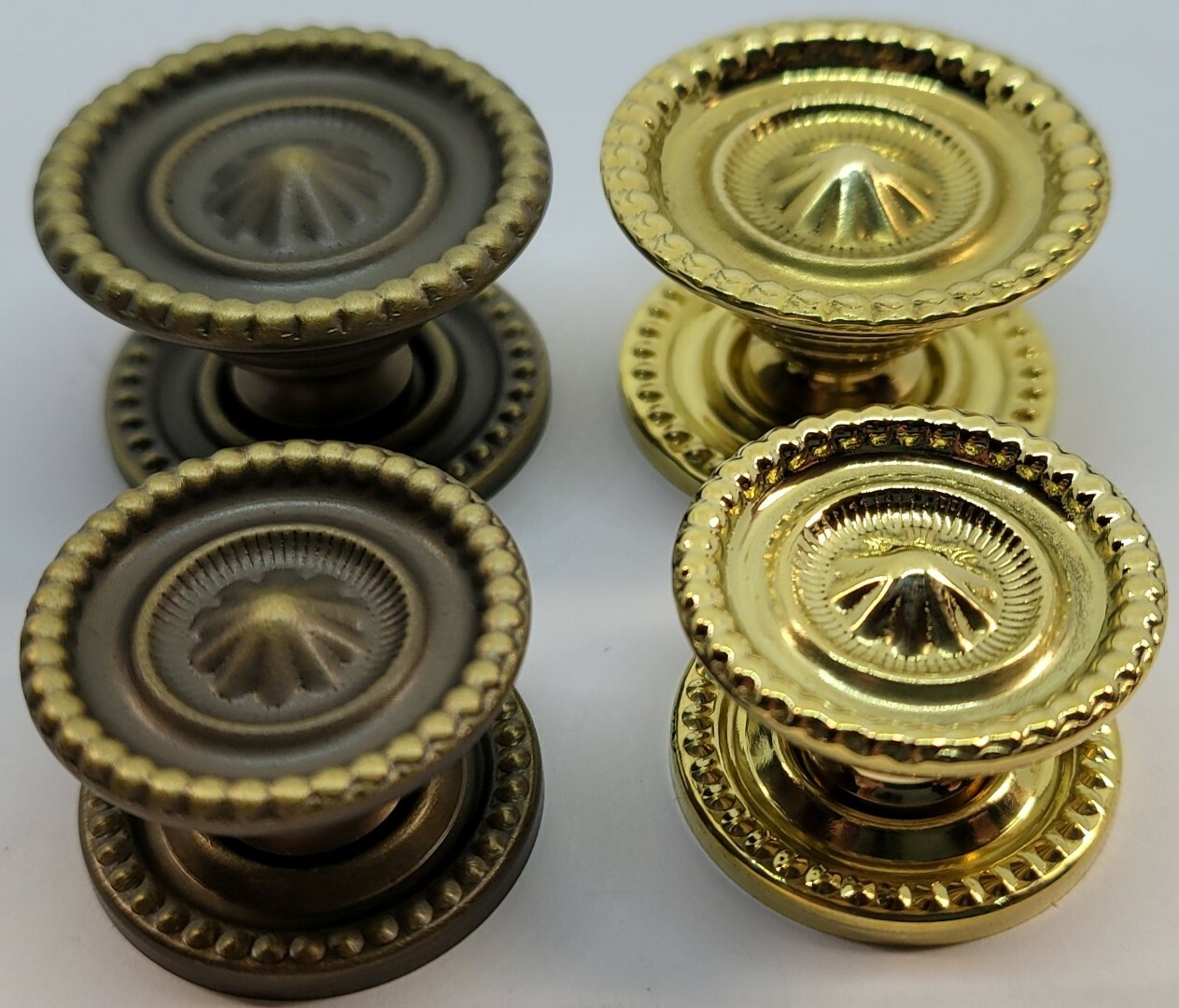 1″ to 1.25″ (1-1/4) SHERATON FEDERAL STYLE Round Stamped Solid Brass knob w/Back