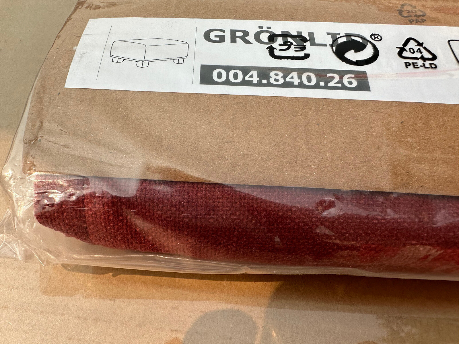 Ikea Gronlid Ottoman Footstool Cover in Red 004.840.26 New
