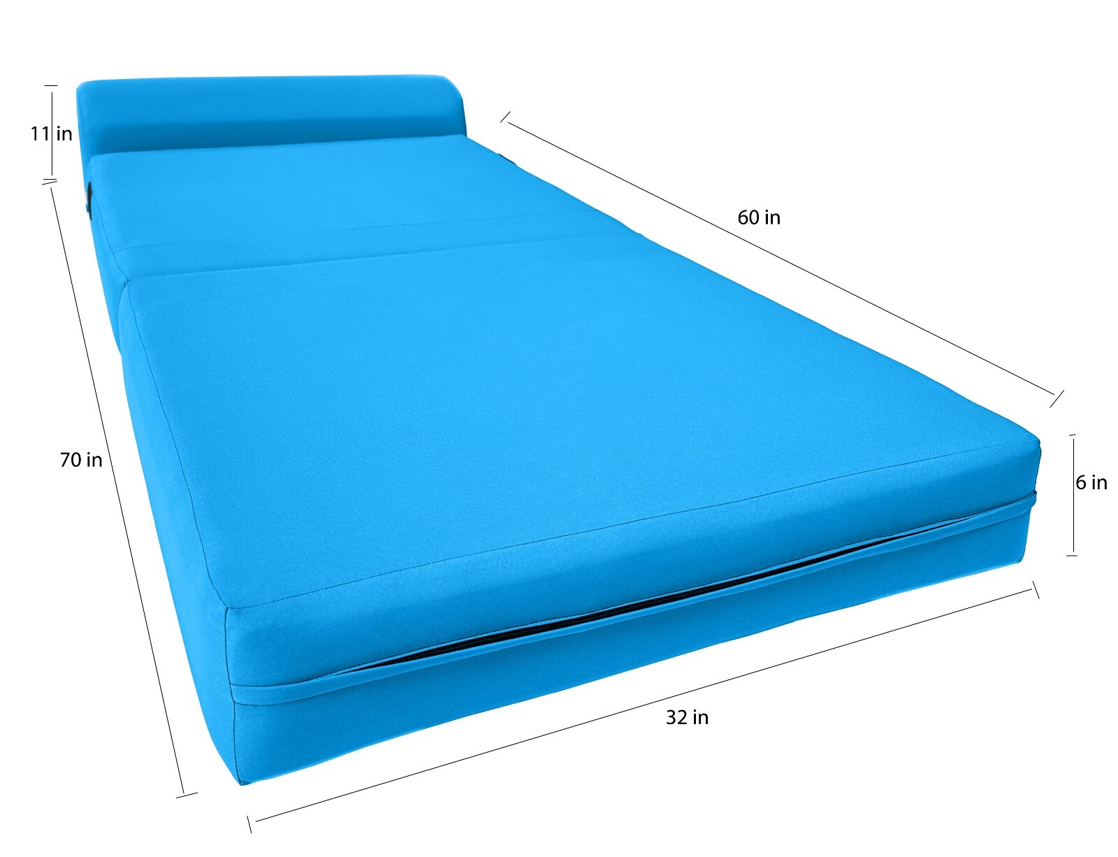 Twin Size Sleeper Chair Folding Foam Beds, Foldable Sofa Couch 6x36x70 Turquoise
