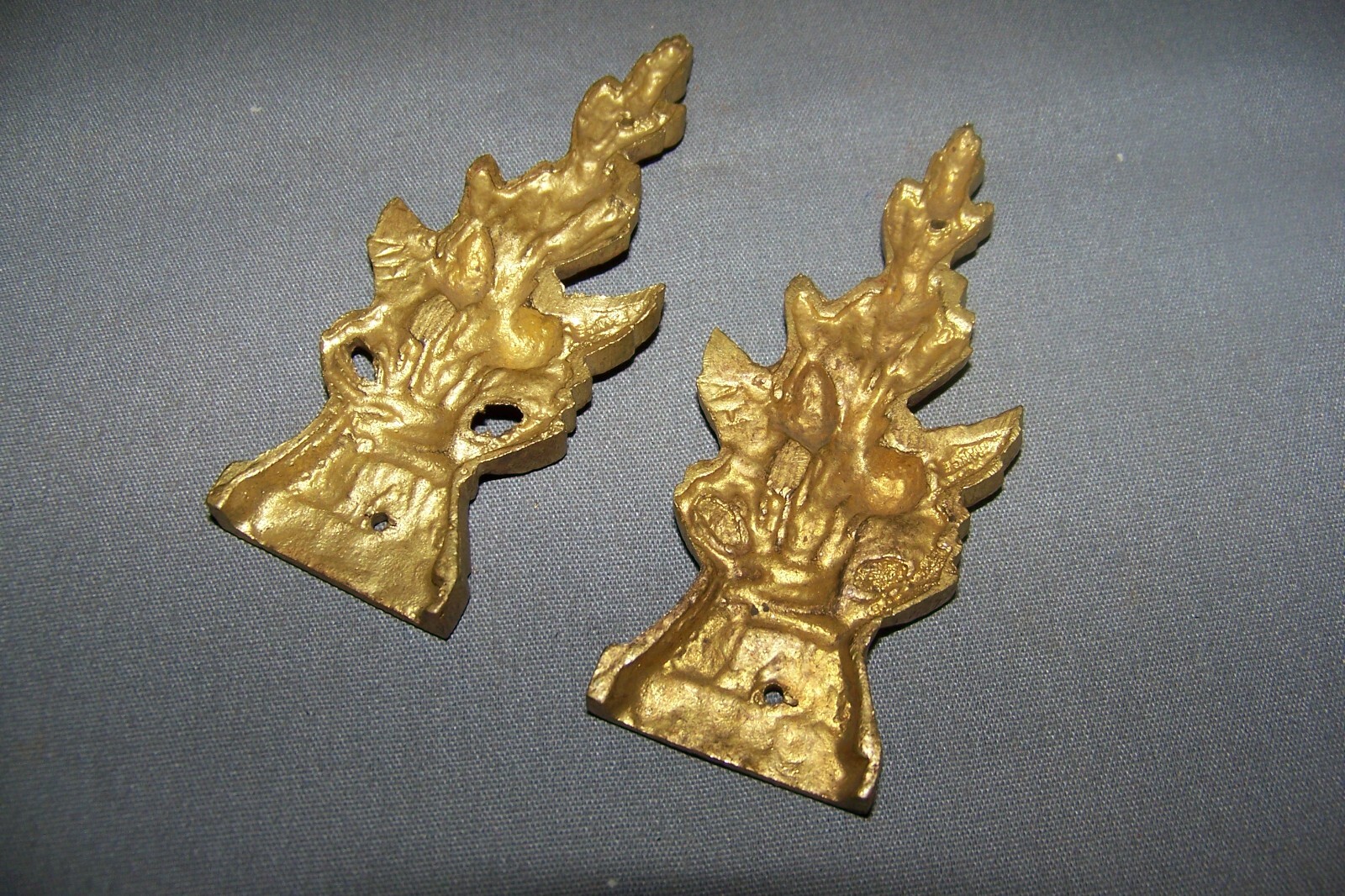 Two, SMALL, Vintage, Solid Brass, Decorative Ormolu – See Tone Description