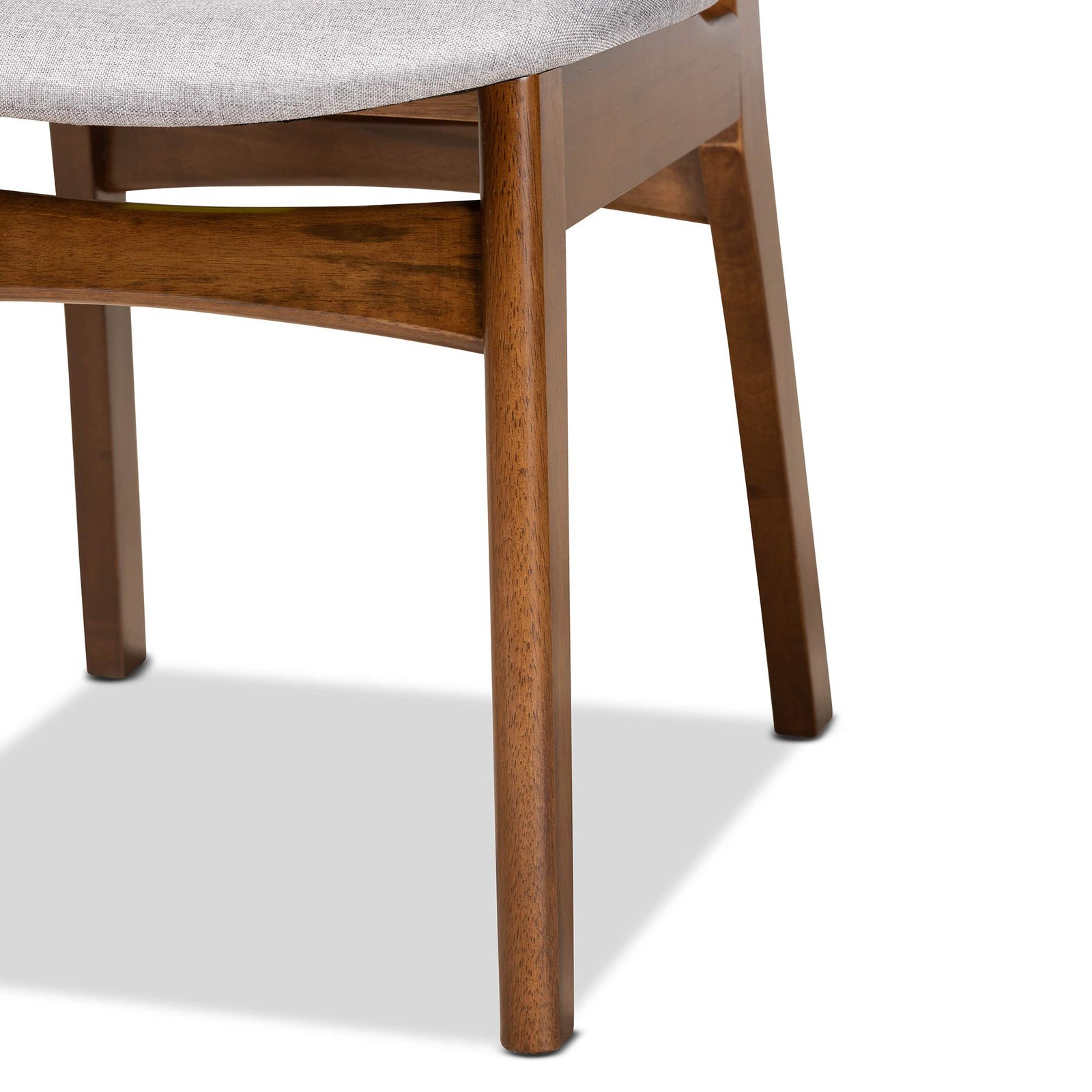 Katya Dining Chair Set Grey Fabric Upholstered and Walnut Brown Finished Wood…