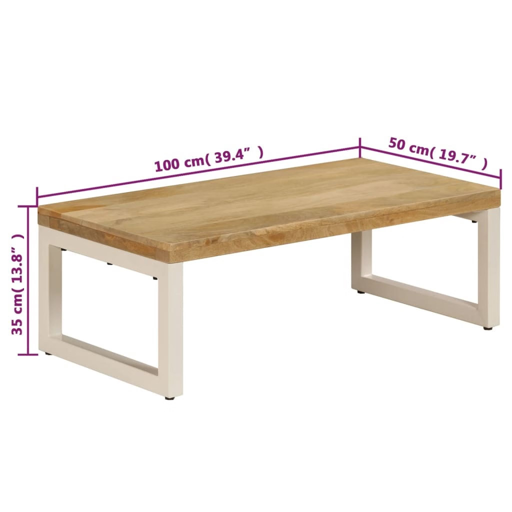 Coffee Table 39.4″x19.7″x13.8″ Solid Mango Wood and Steel