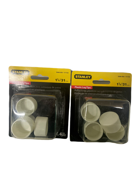 (2-PACKS 1 1/4″ PLASTIC LEG TIPS FLOOR PROTECTORS White 8-TIPS