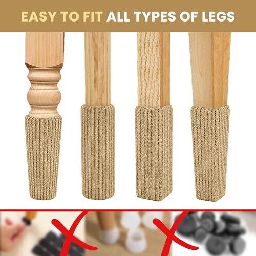 48 Pcs Premium Chair Leg Socks Protectors for Hardwood Floors – Do not Khaki