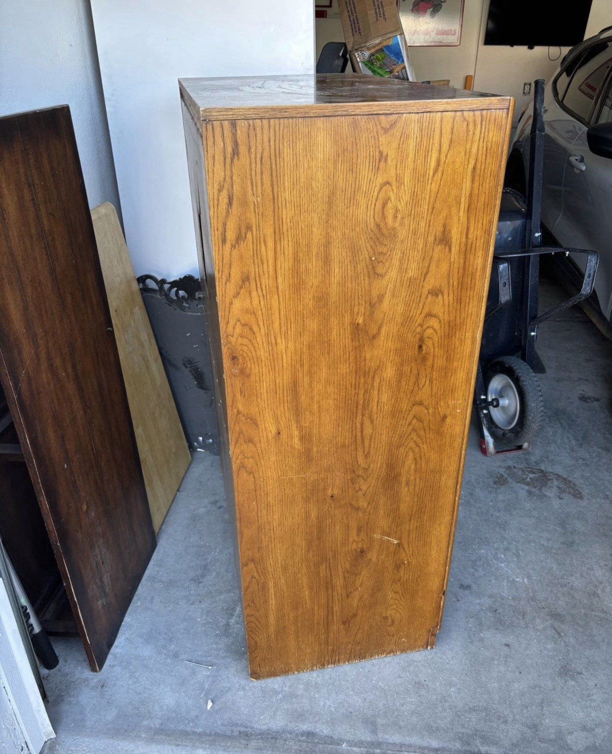 Brutalist Regency Stanley Parquet Wood Armoire MCM Style Media Cabinet Bar Chest