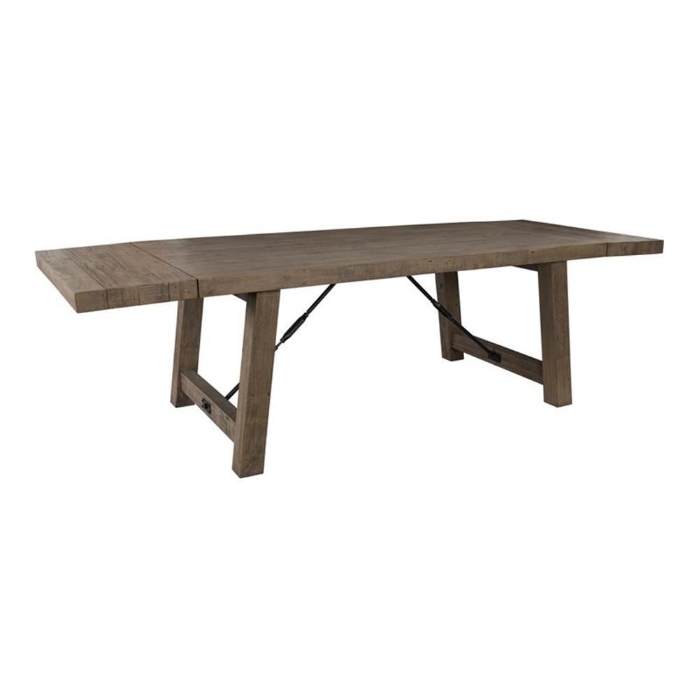 Pemberly Row 82″ Reclaimed Pine Extension Dining Table in Weathered Brown