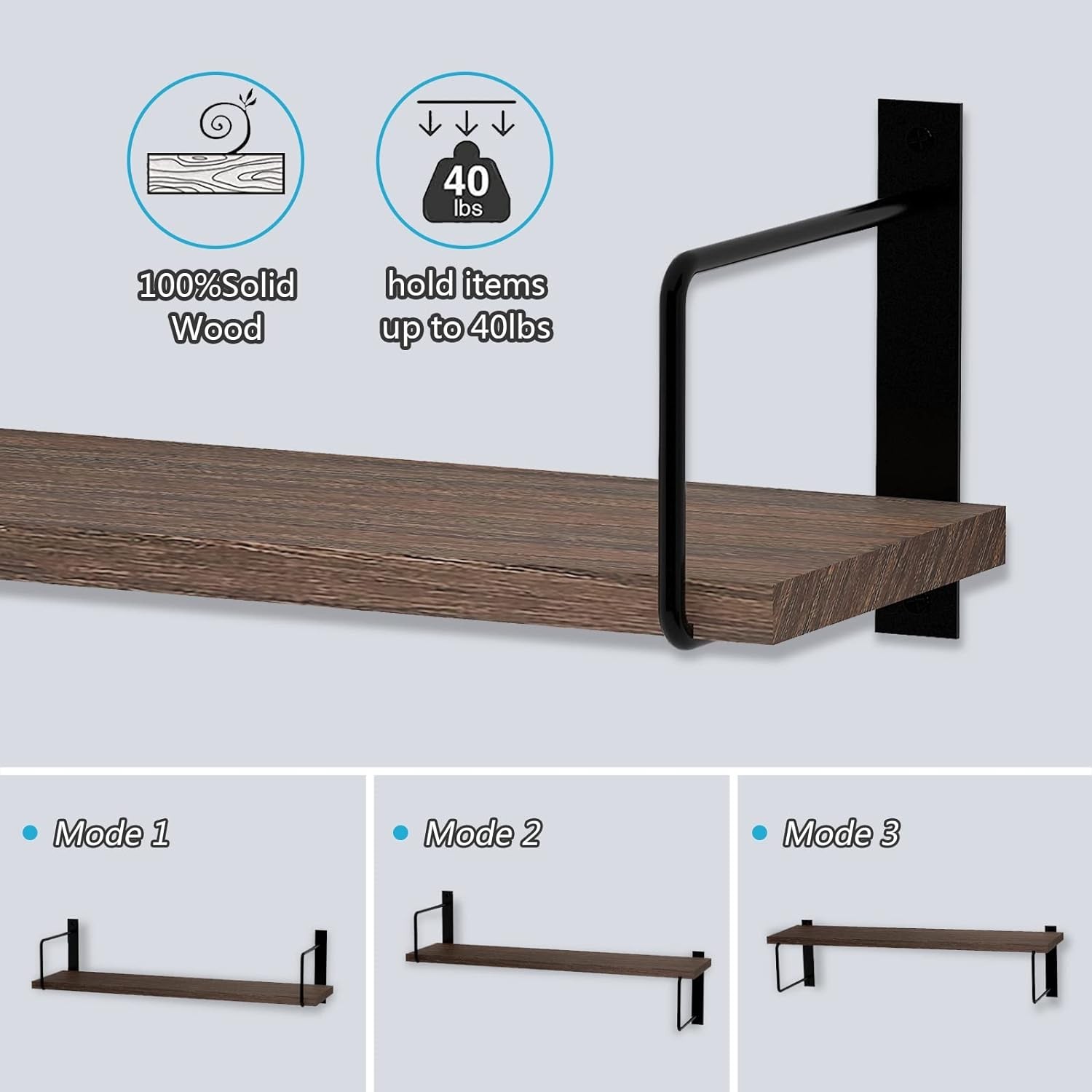 Floating Shelves, 24 Inches Easy to Install Wall Mounted Shelves, Set of 3, R…