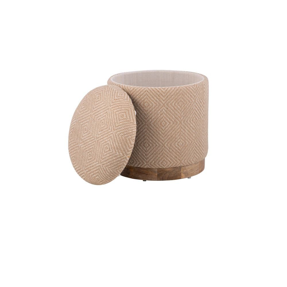 Carolina Chair & Table Handwoven Hesperus Tan Diamond Jute 16 in. Round Storage
