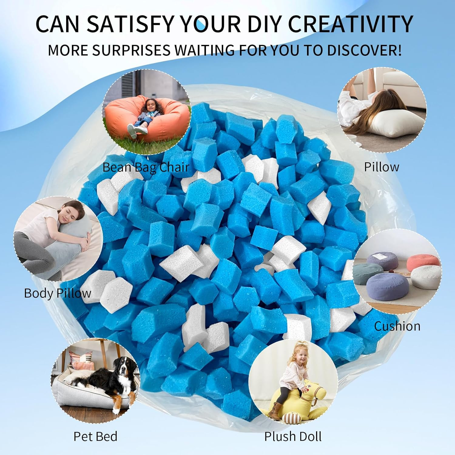 10LB Shredded Memory Foam Bean Bag Filler Gel Beads Cushion Stuffing