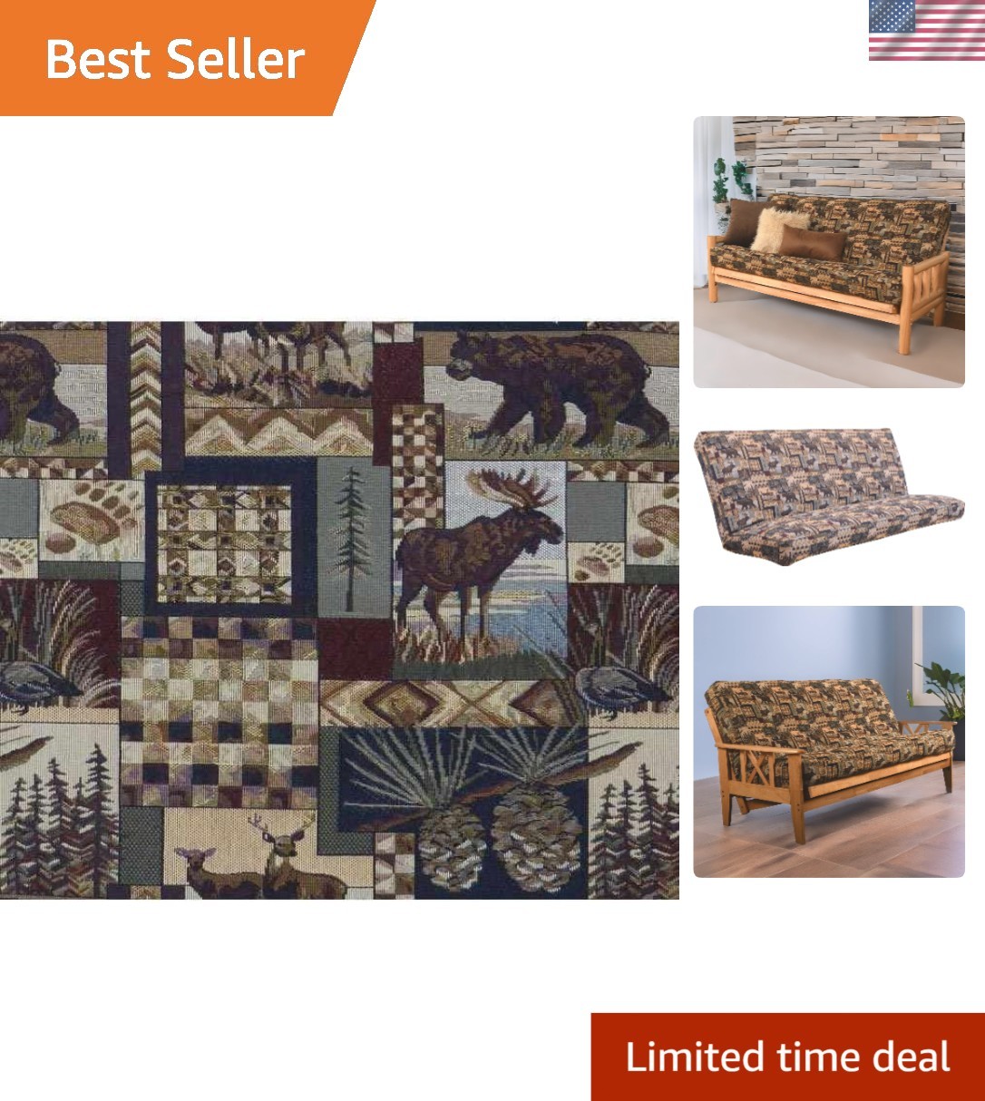 Futon Cover Only Full Size 54×75 Inches Cotton Blend Polyester Tapestry