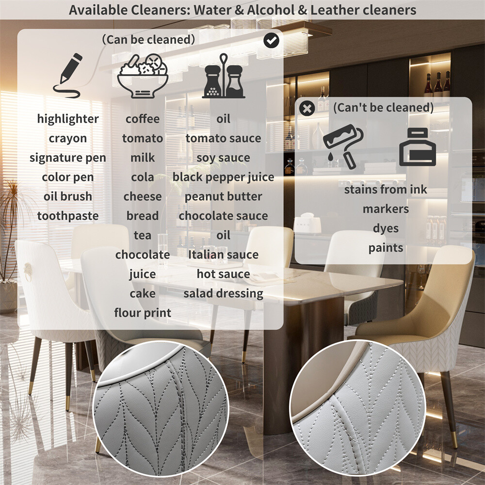2PCS Dining Chairs Microfiber Leather Upholstered High Backrest Lion Head Decor
