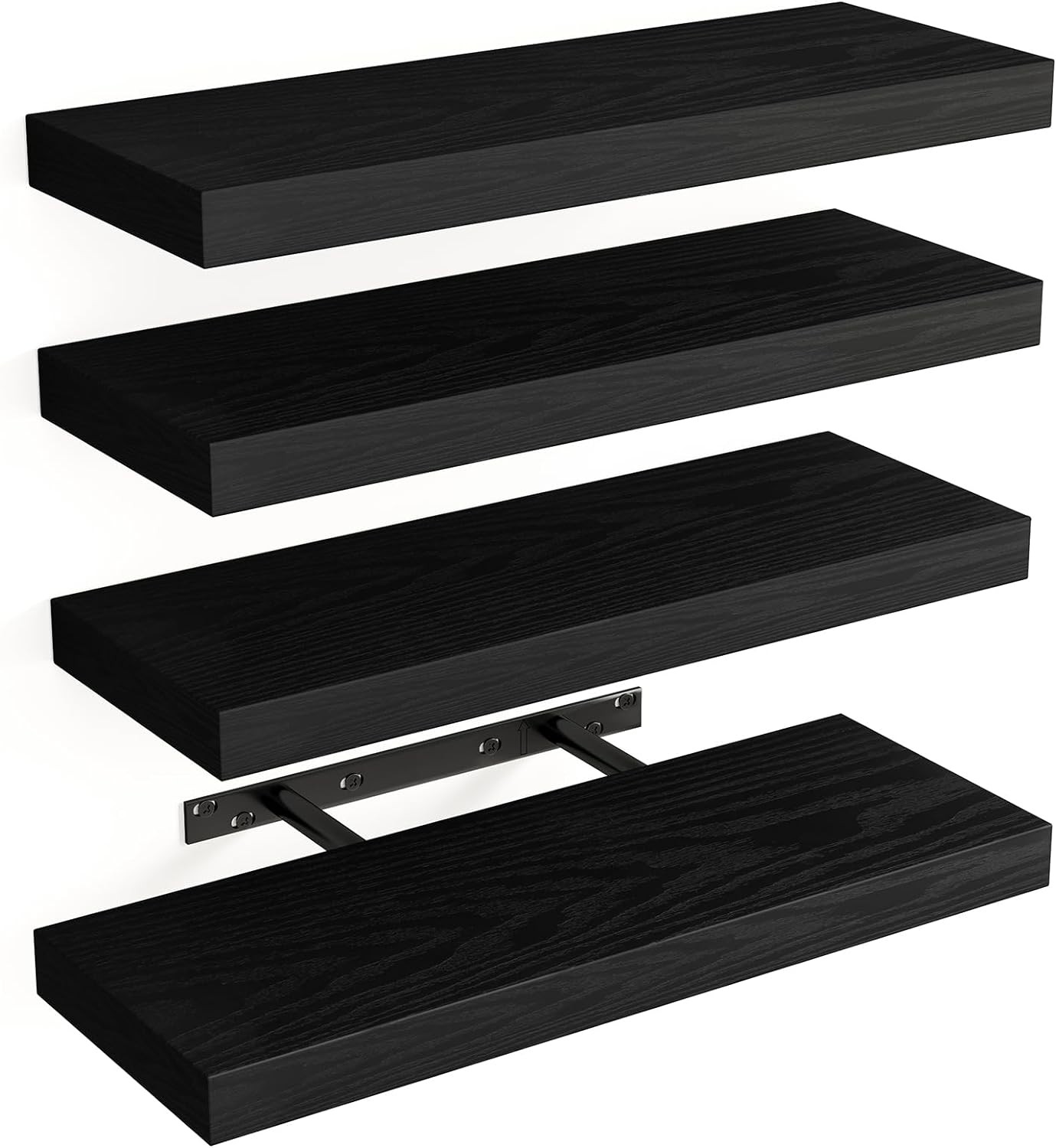 Fixwal Floating Shelves for Wall, Wall Mounted Rustic Wood Black