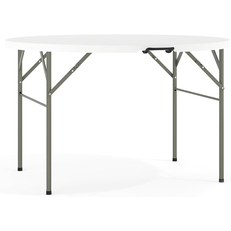 4ft Round Folding Plastic Table Portable Seating Easy Storage 440lbs Capacity US