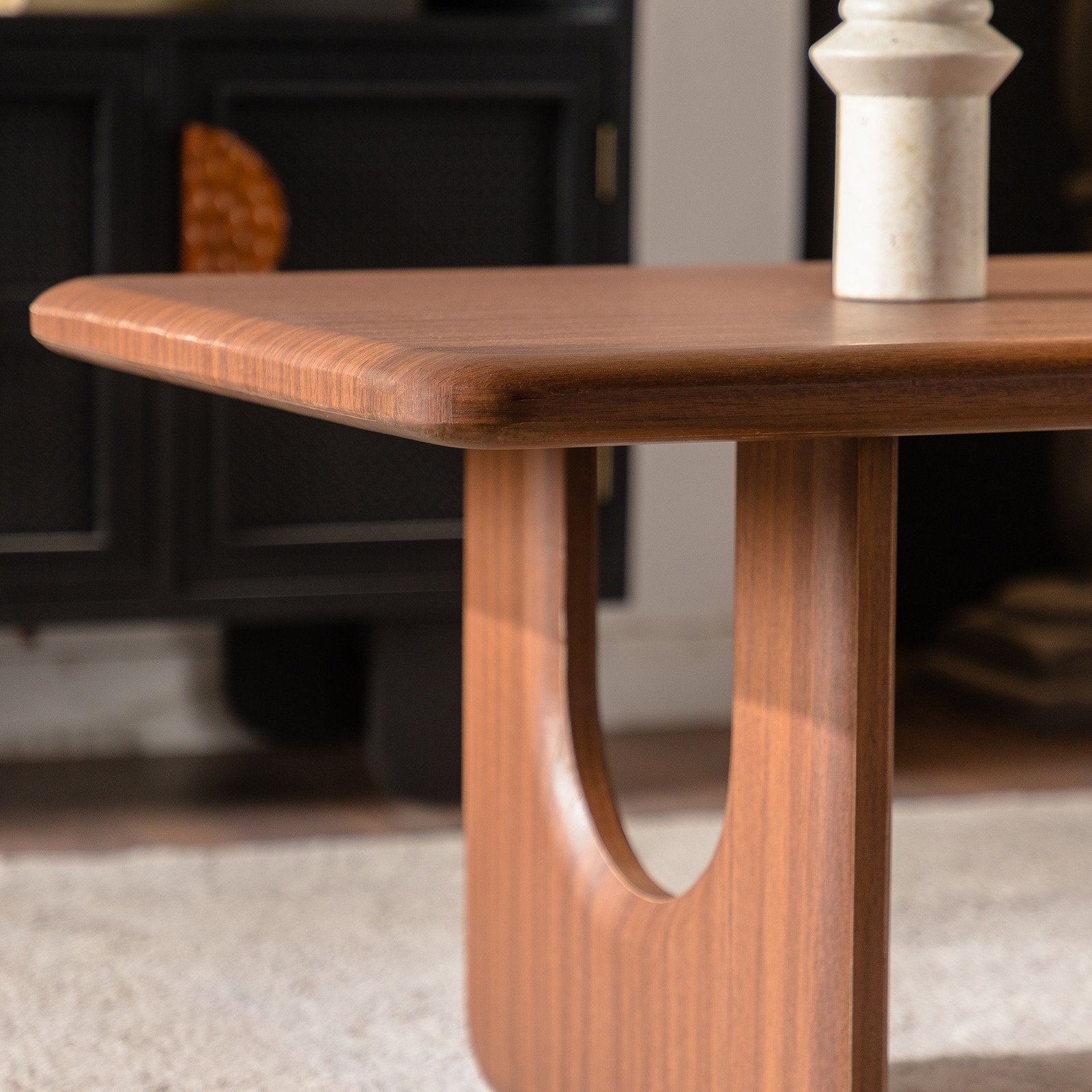 Rectangular Wood Coffee Table 47.24″ Walnut Finish Modern Minimalist