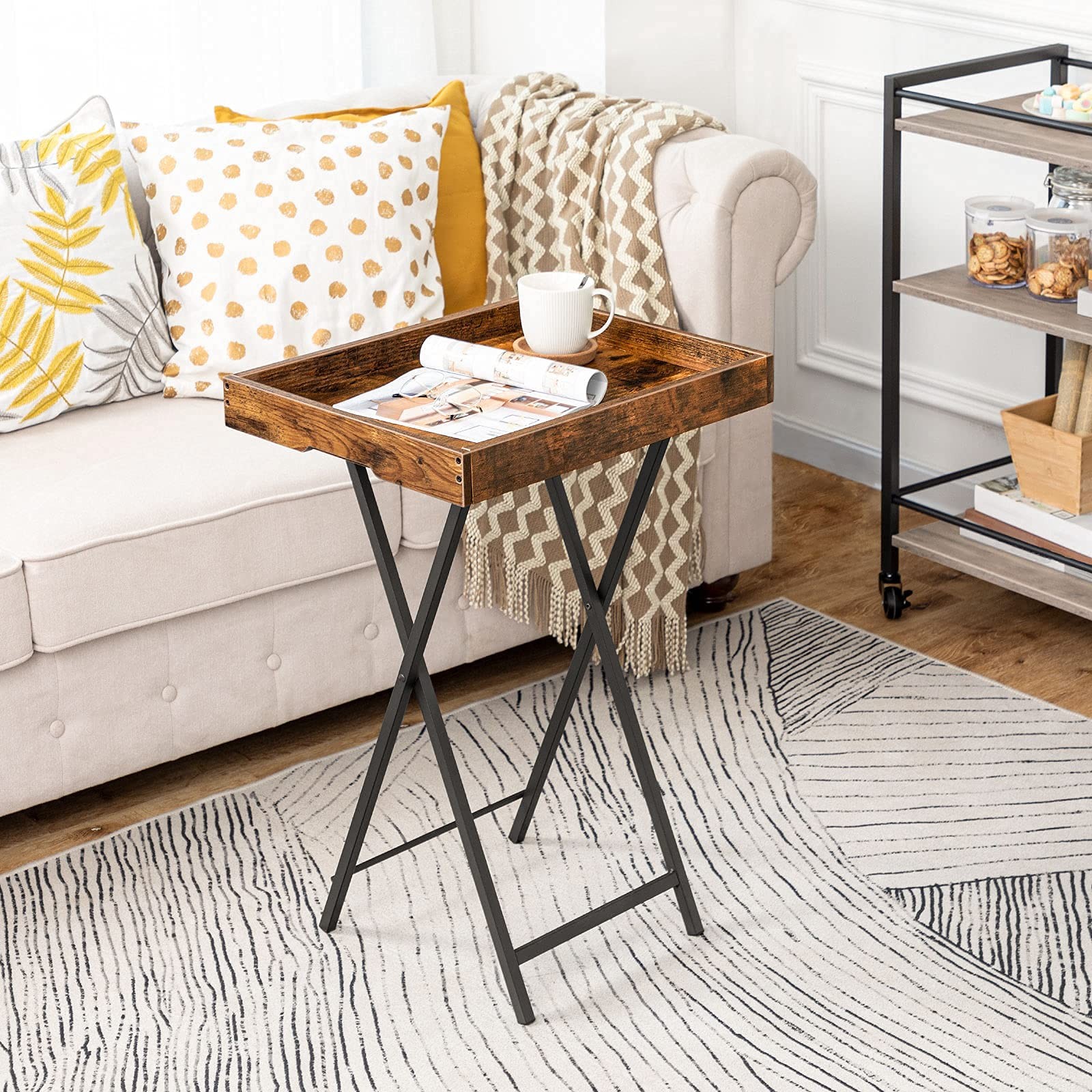 TV Tray Table Folding Table with Removable Serving Tray Stable TV Tray Snack