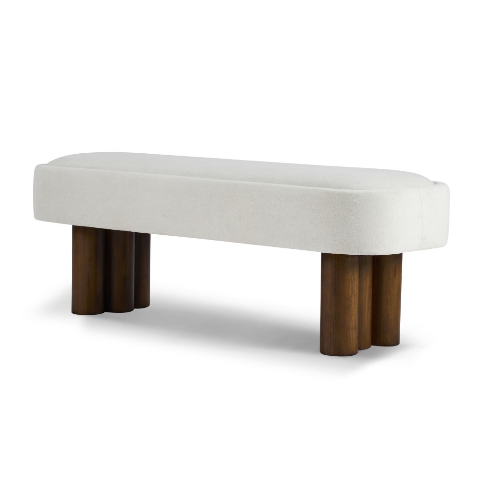 Indoor Khaki Dining Bench with Walnut Color Legs 51.57’L Upholstered Seating