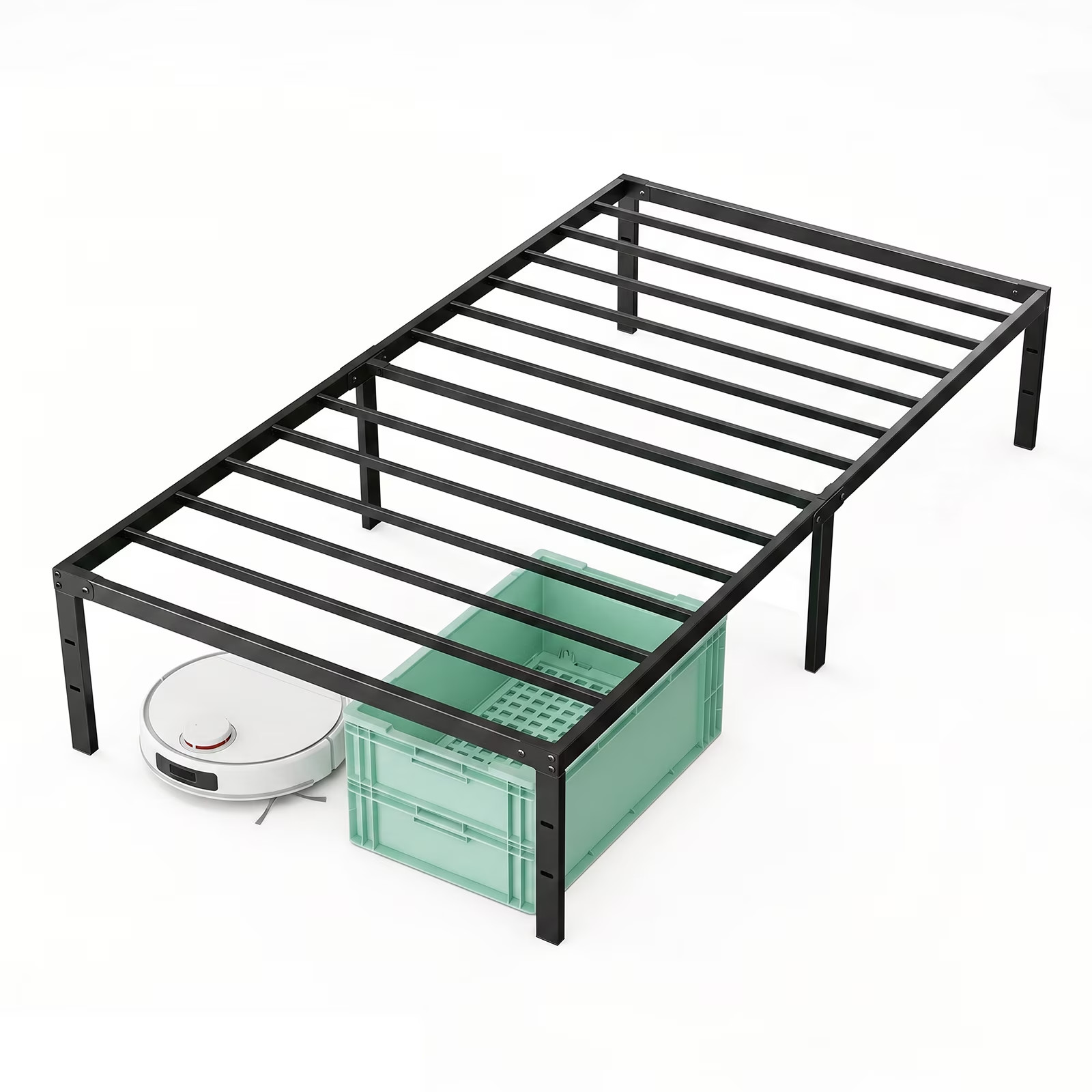Metal Bed Frame 16 Inch Tall, Heavy Duty Sturdy Mattress Foundation, No Box Spri