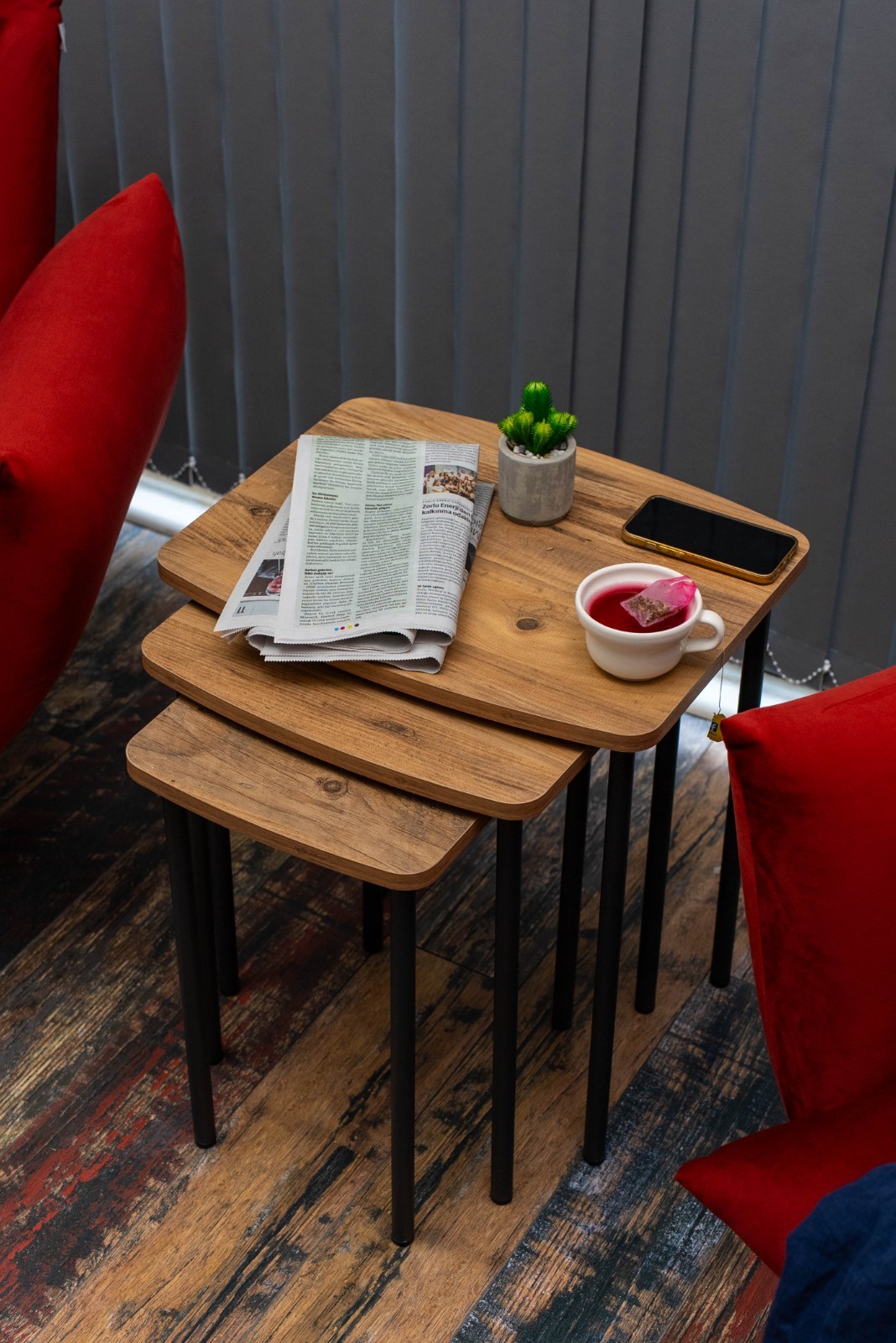 3-Piece Nesting Table Set, Space-Saving Living Room Side Tables