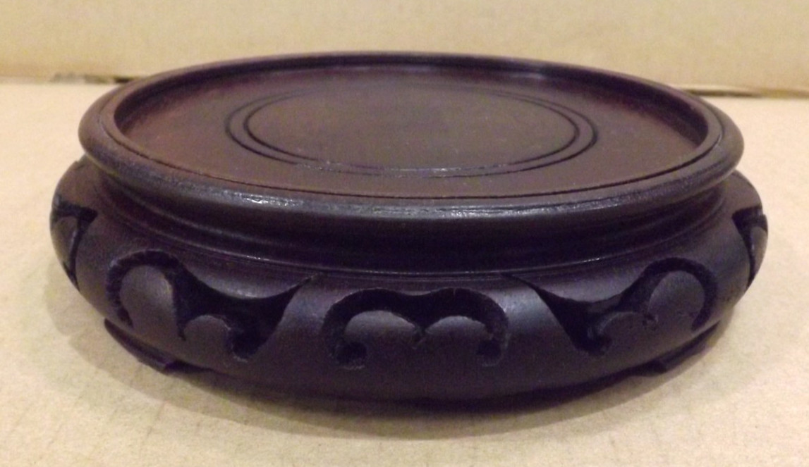 Vintage Asian Oriental Round Wood Display Base