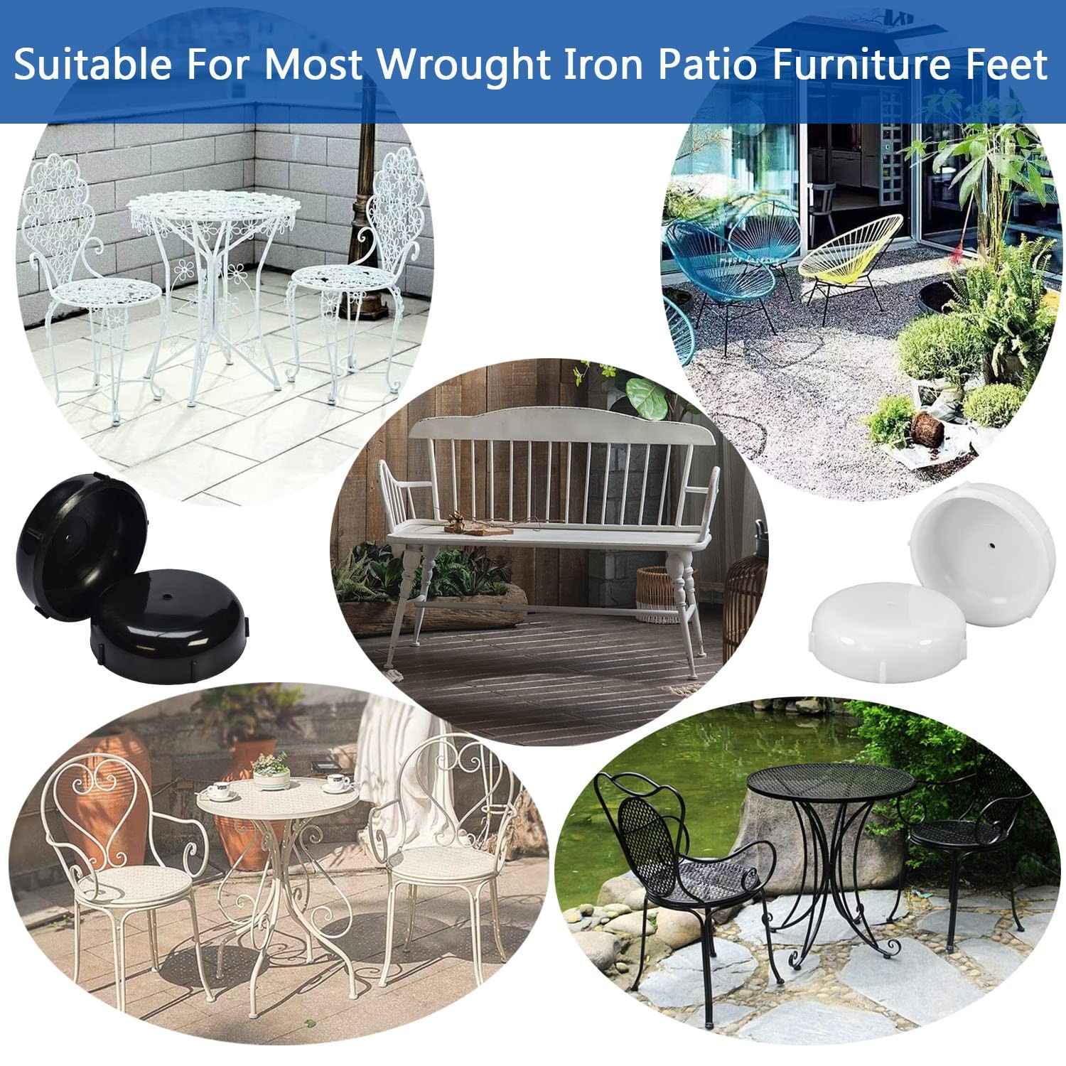 HDbonemu 36 Pack 1.5″ Wrought Iron Patio Furniture (1.5Inch) 36Pcs, White