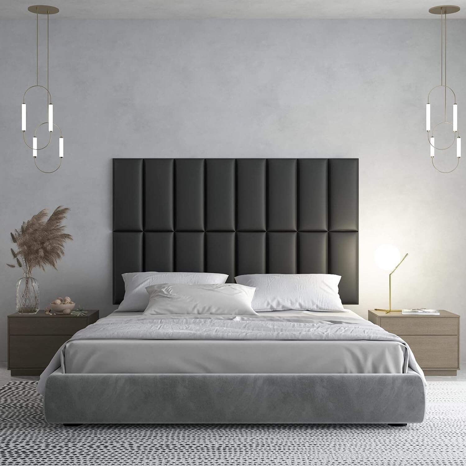 Peel And Stick Upholstered Headboard Wall Panels 12-Pack