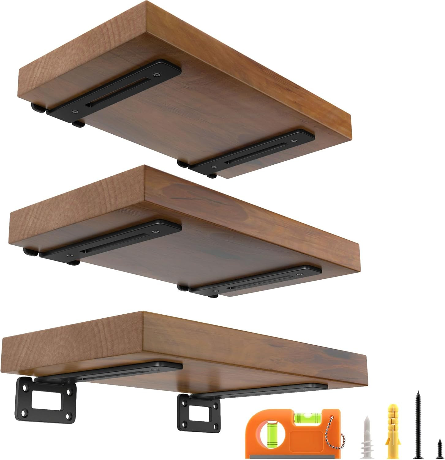 6 Inch 6 Pack Openwork T Shelf Brackets for DIY Floating Shelf,1/5 Inch Thick He