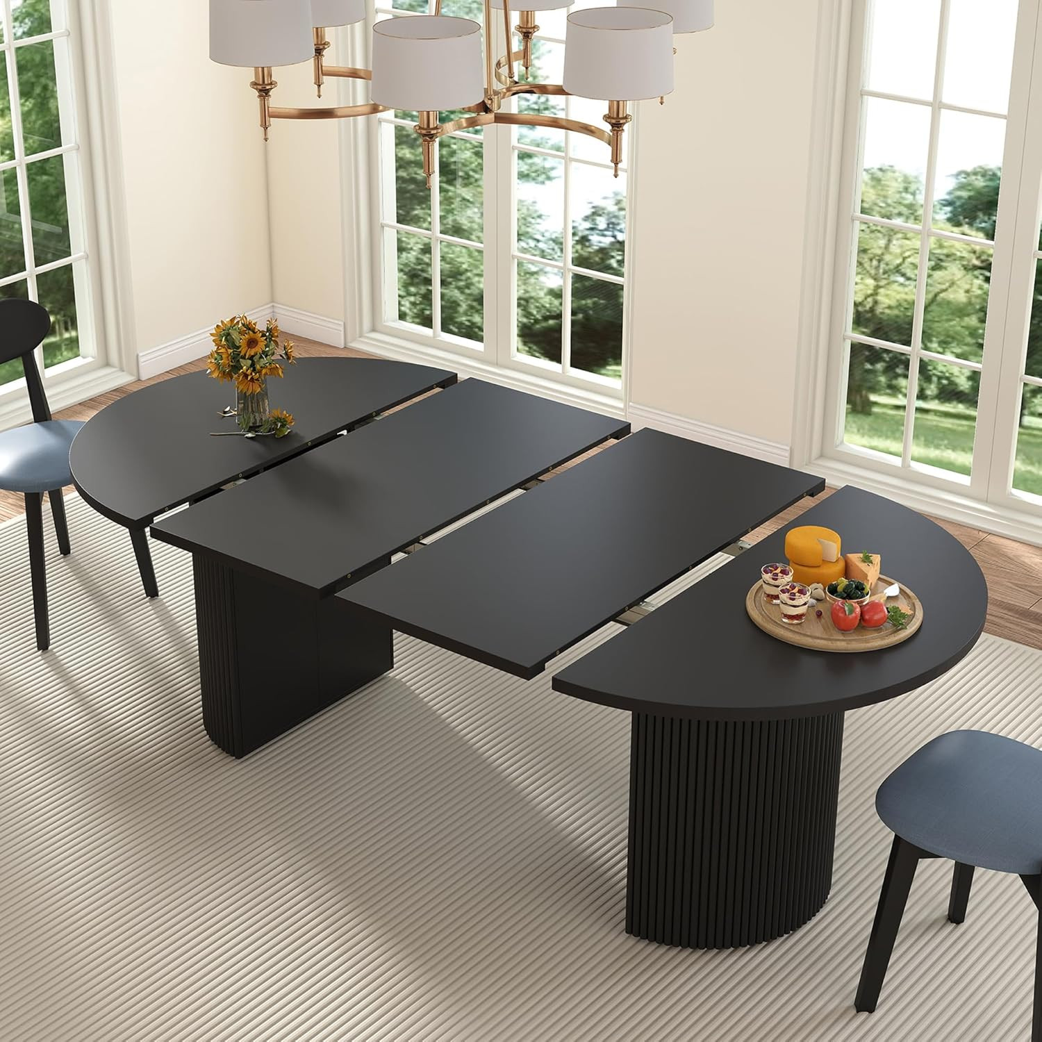 41 In-78 in Extendable Dining Room Table for 4-8, round Expandable Kitchen Table