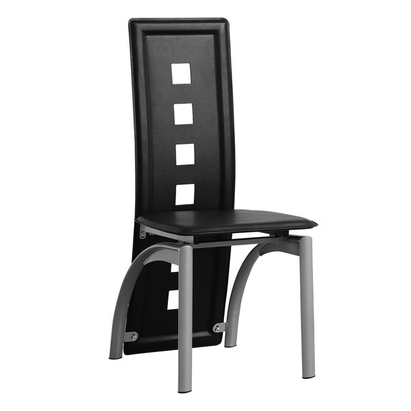 4pcs Long Backrest Square Decoration Pu Leather Dining Chair Electroplating Leg