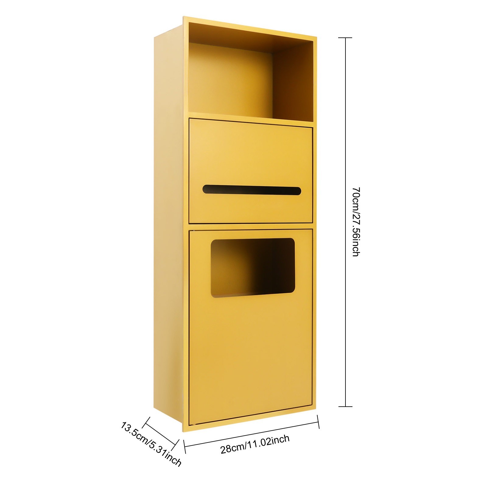 Shower Bathroom Trash Can, In-wall Trash Bin Cabinet, Storage Cabinet gold