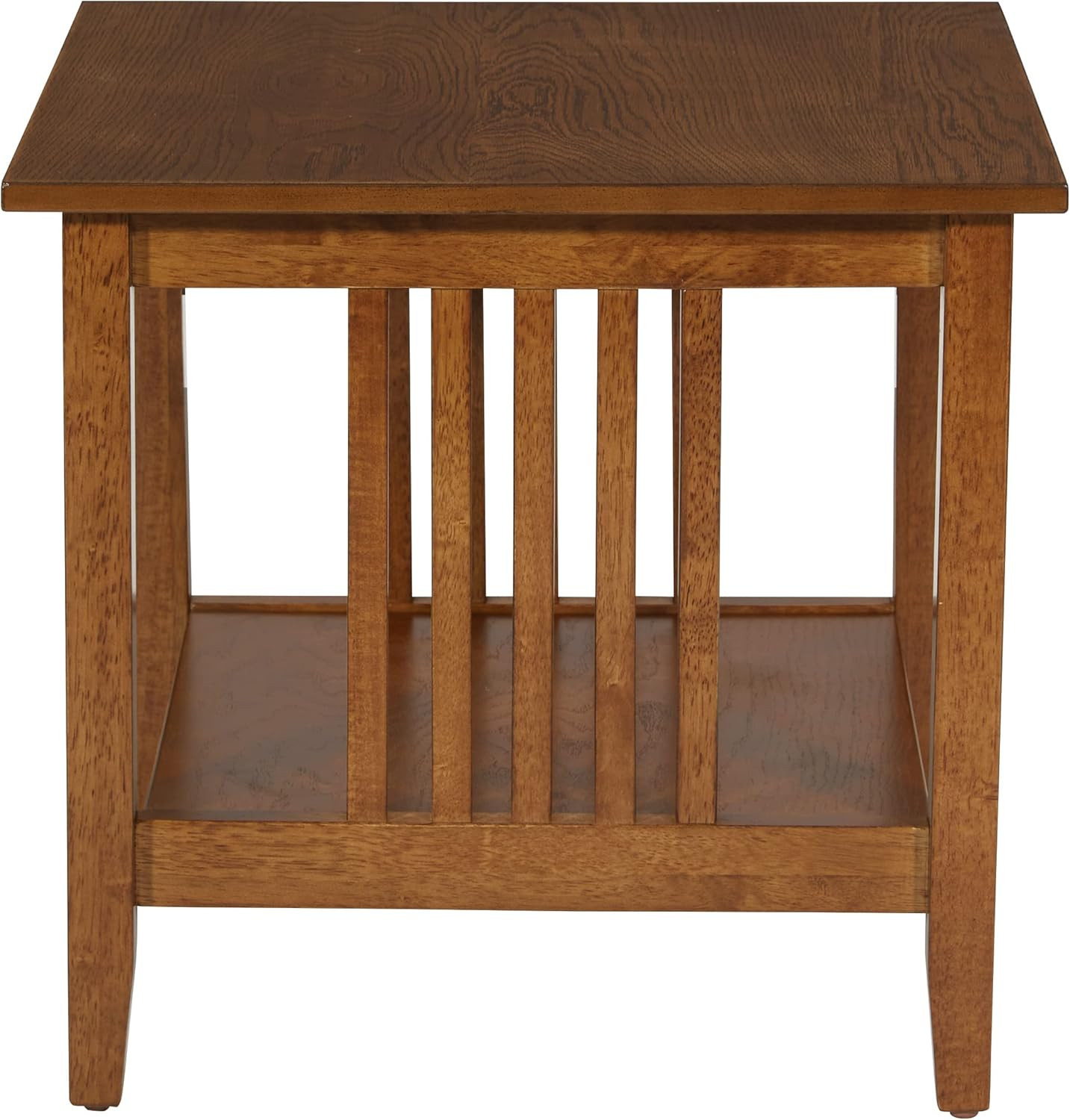 Sierra End Table with Lower Storage Shelf and Mission Style Side Panels, Ash Bro