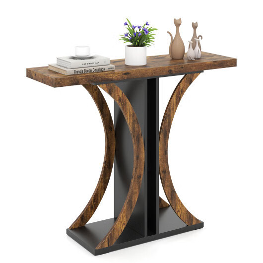 Console Table 39.5 Inch Rectangular Entryway Table with Geometric Frame-Gray