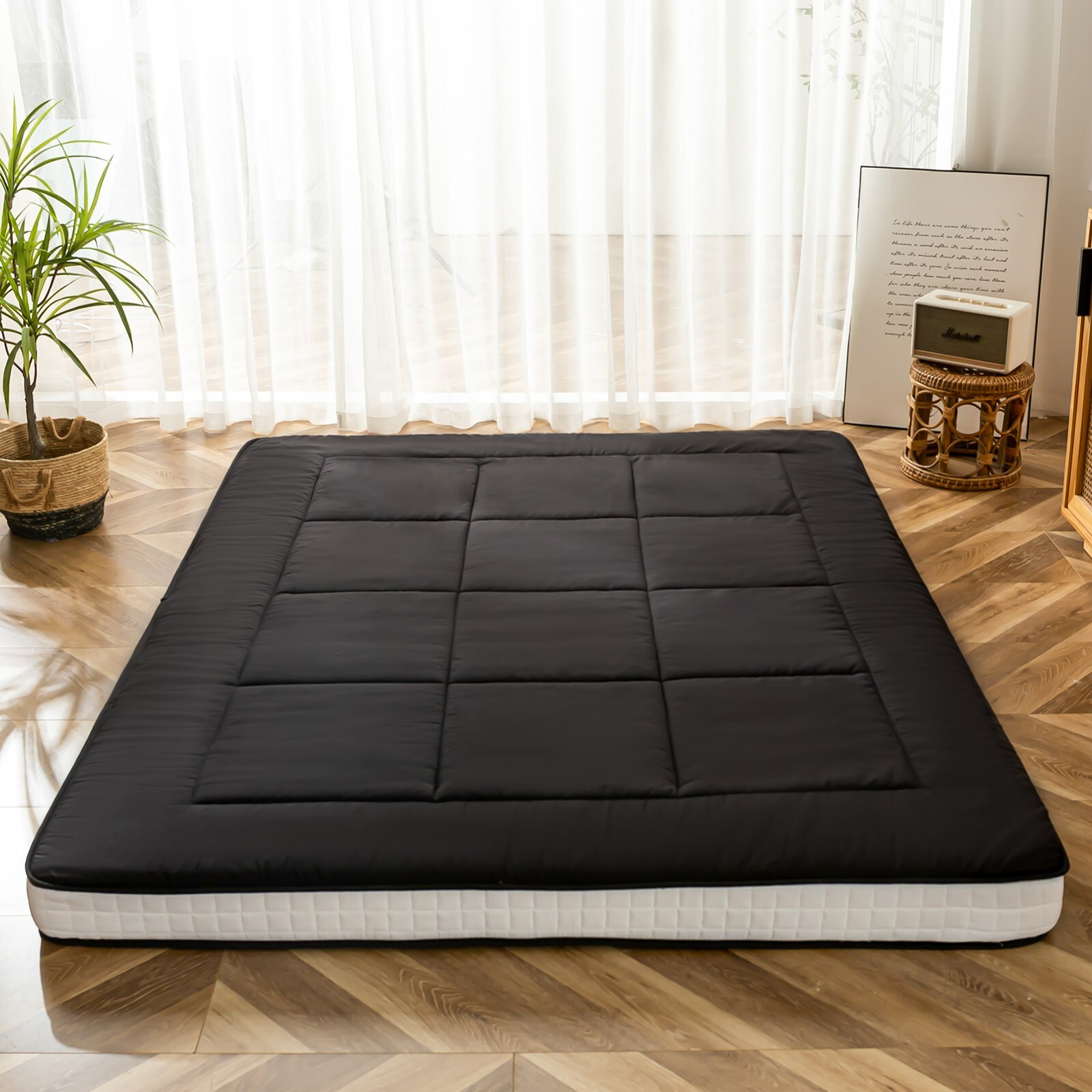 MAXYOYO Padded Japanese Floor Mattress Quilted Bed Mattress Topper