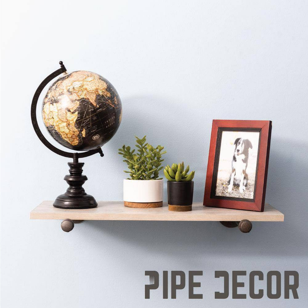 1/2 In. Black Pipe 8 In. L Wall Mounted Shelf Bracket Kit (6-Pack)