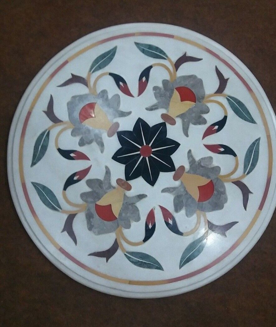 13 Inches Marble Kitchen coffee Table Top Multicolor stone Inlay round Table