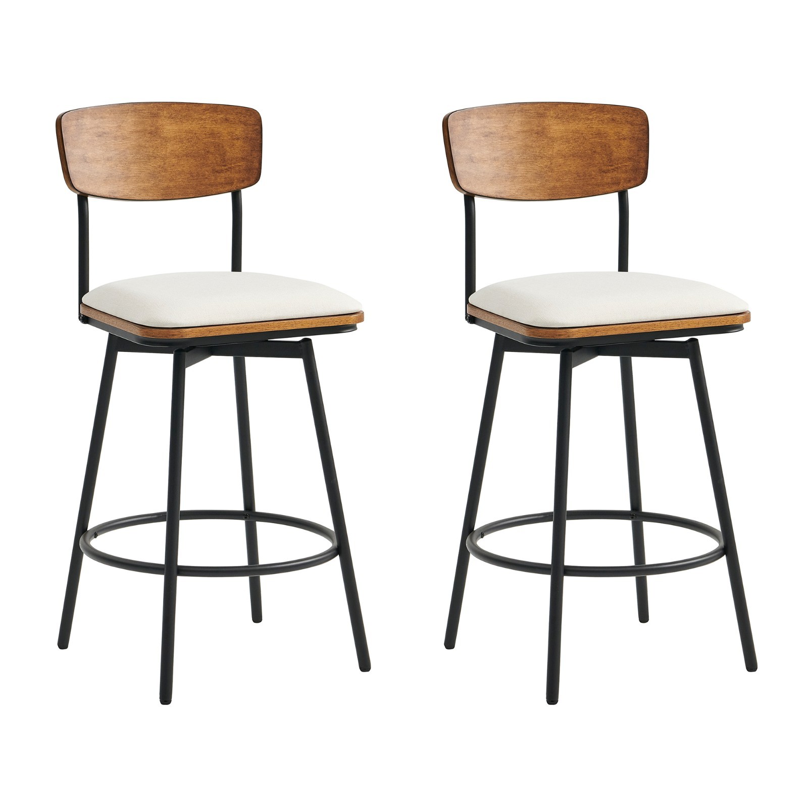 CHITA Swivel Bar Height Bar Stools 30″, Fabric Barstools Set of 2 -Beige