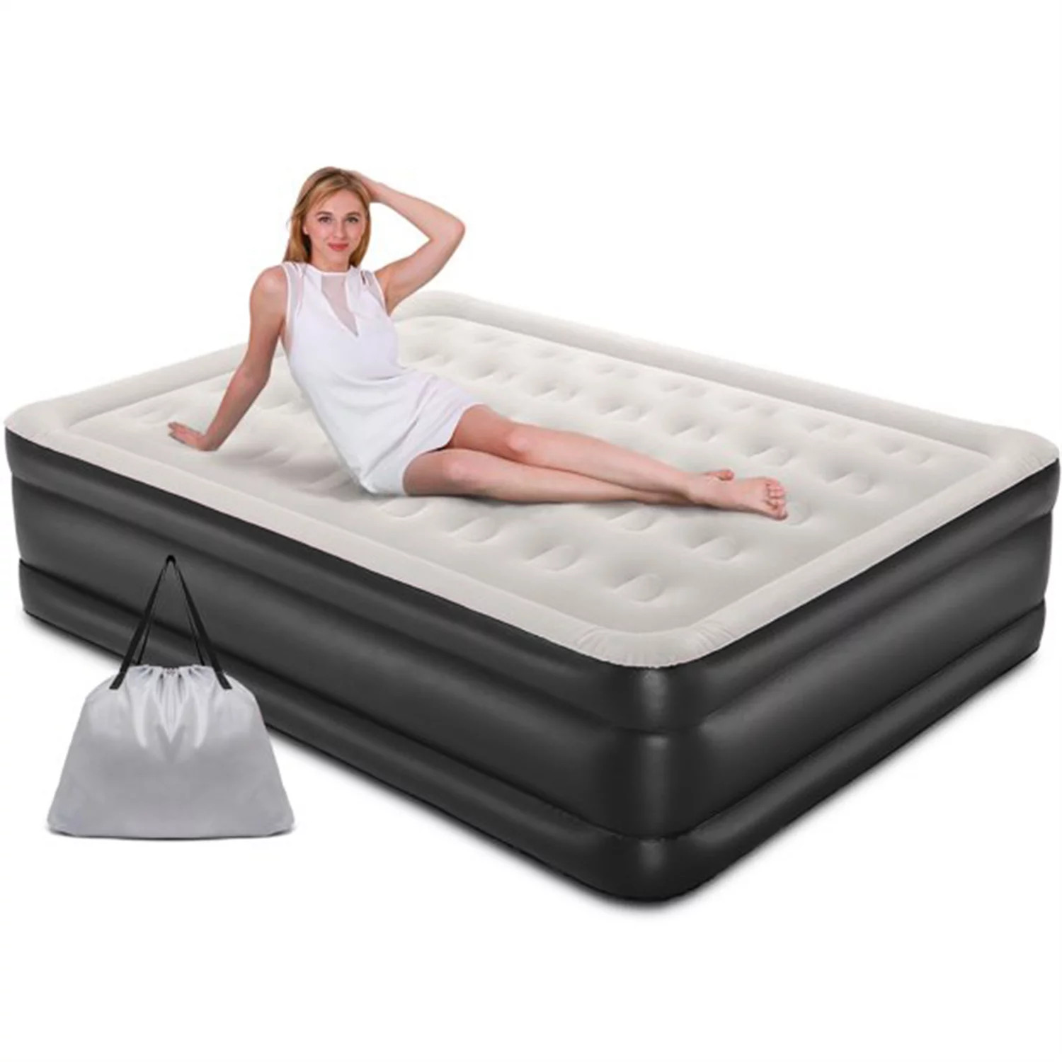 OlarHike WM042009US 18 inch Queen Size Air Mattress with Built in Pump, Black