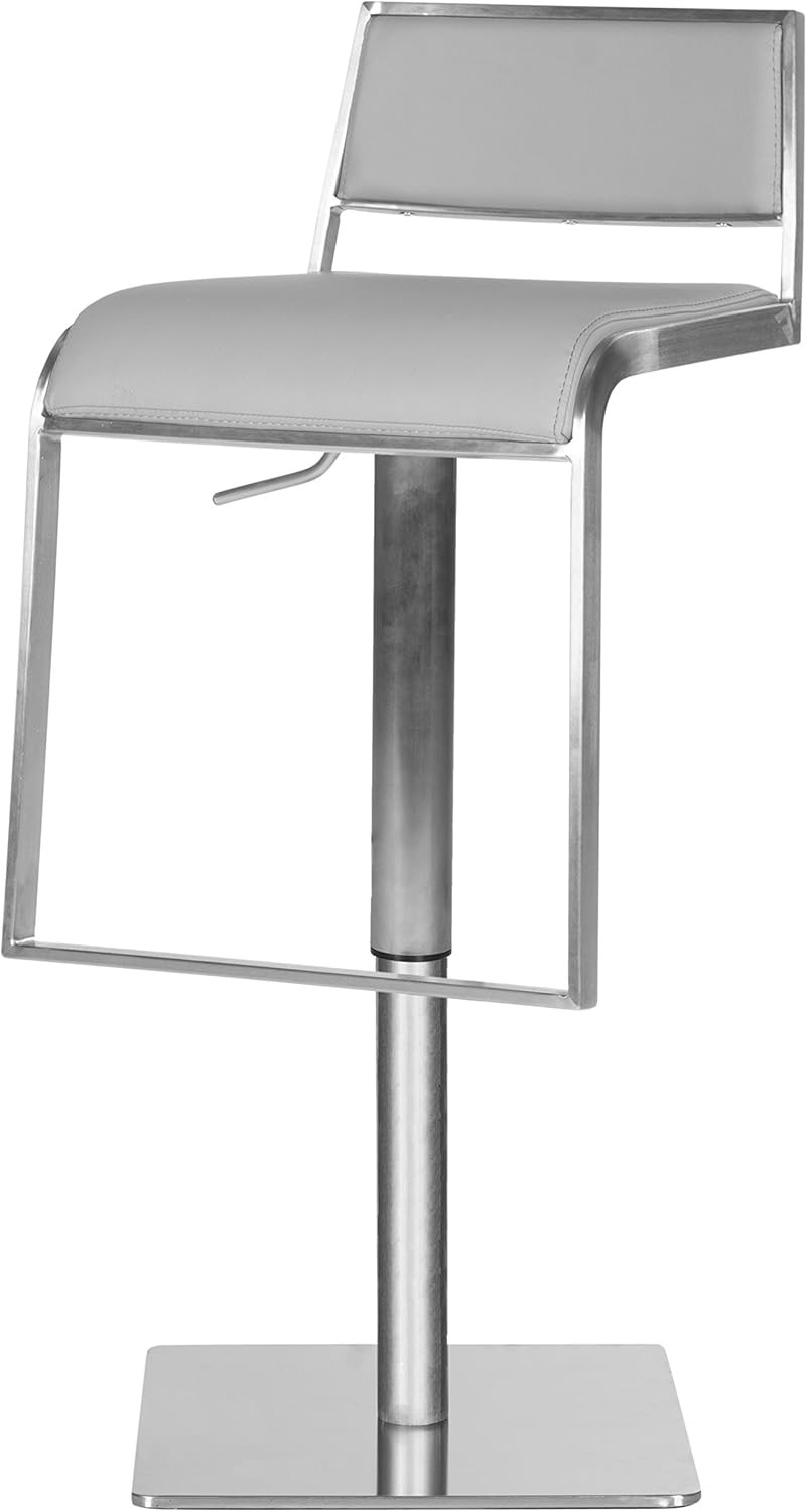 Home Collection Natania Grey Leather Adjustable Gas Lift 28.7-38.6-Inch Bar Stoo