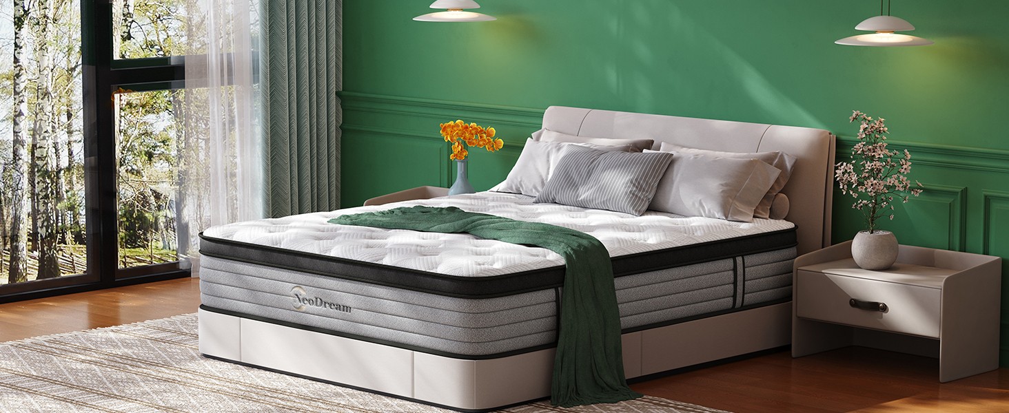 Queen Mattress, 14 Inch Queen Size Mattress in a Box, Hybrid Matress with Memory
