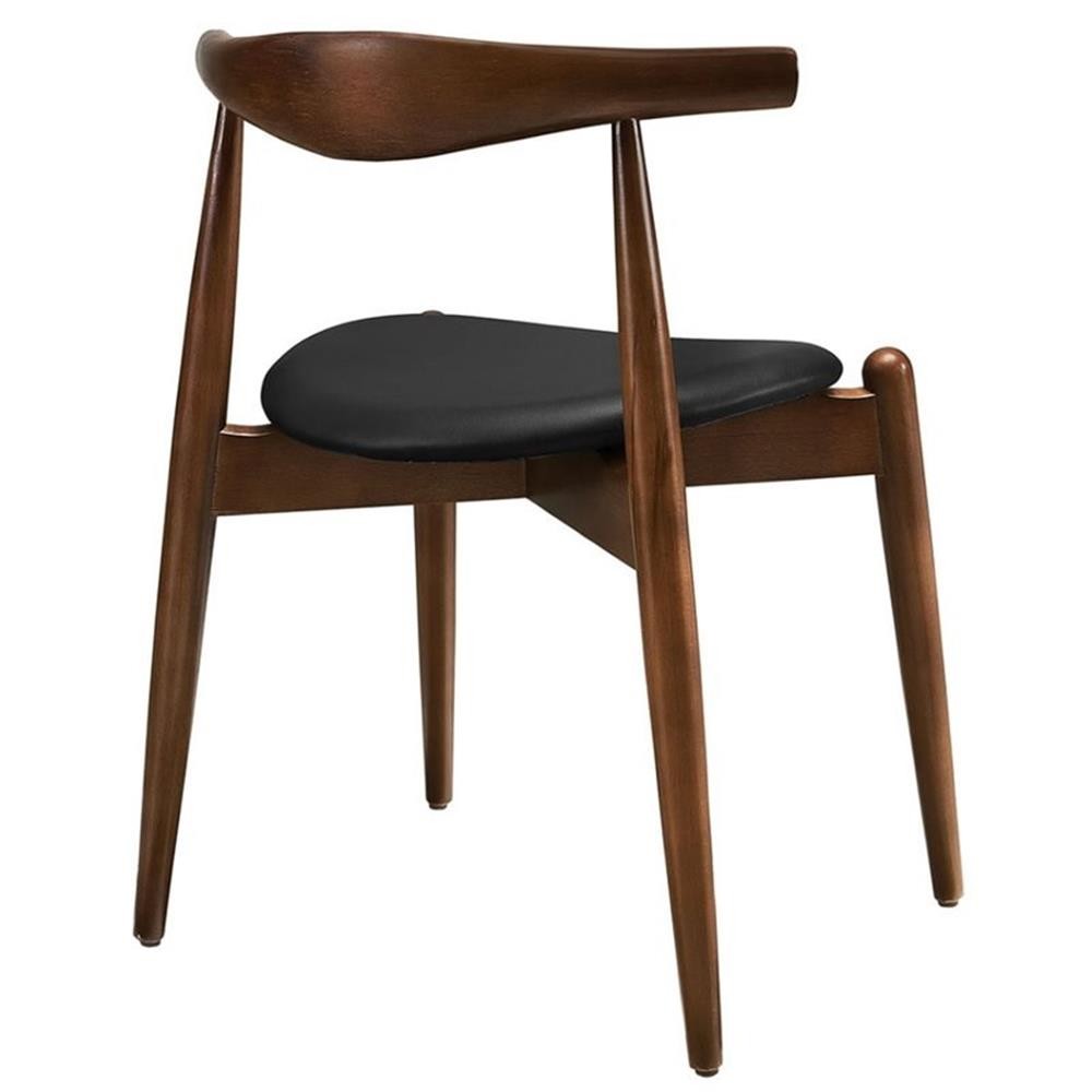 Modway Stalwart 17.5″ Wood Dining Side Chair in Dark Walnut/Black