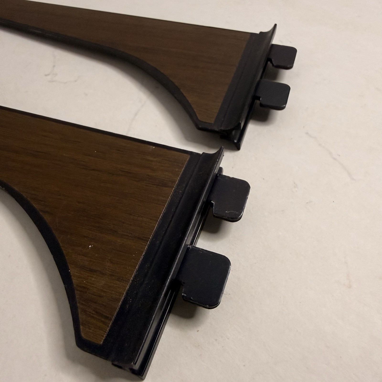 Vintage Wood Grain Shelf Brackets Wall Mount Pair 8.75” Retro Laminate