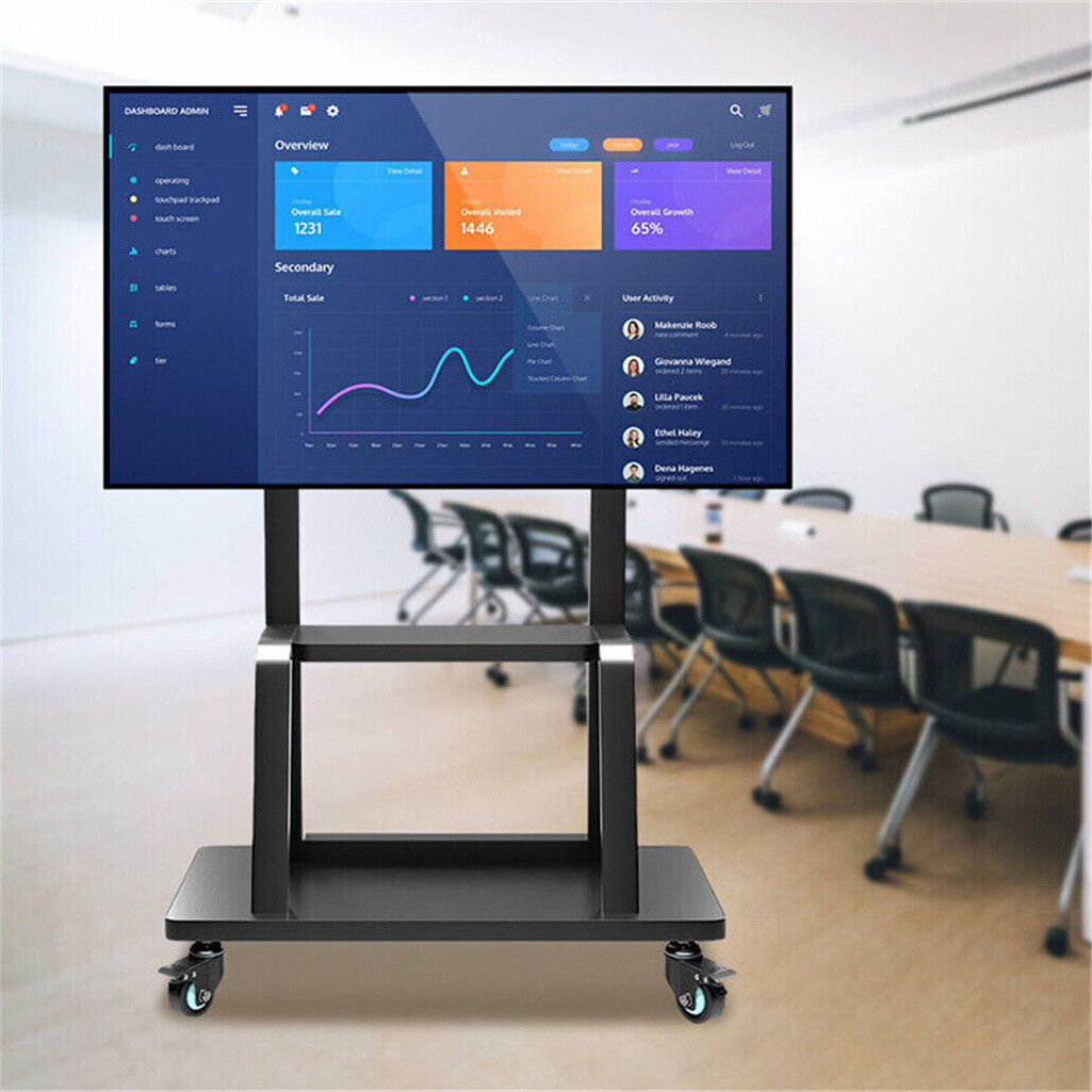 UNHO Solid 32″ to 80″ TV Cart Mobile TV Floor Stand Height Adjustable TV Bracket