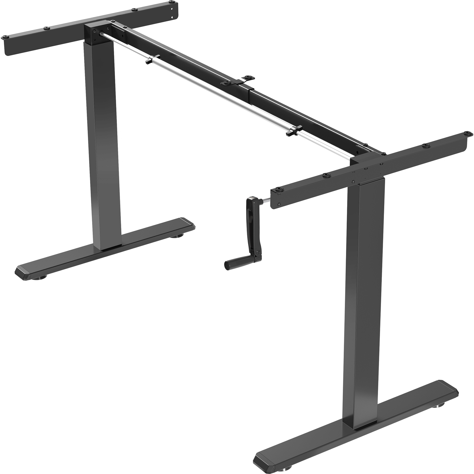 VIVO Black Manual Height Adjustable Stand Up Desk Frame Crank Ergonomic System