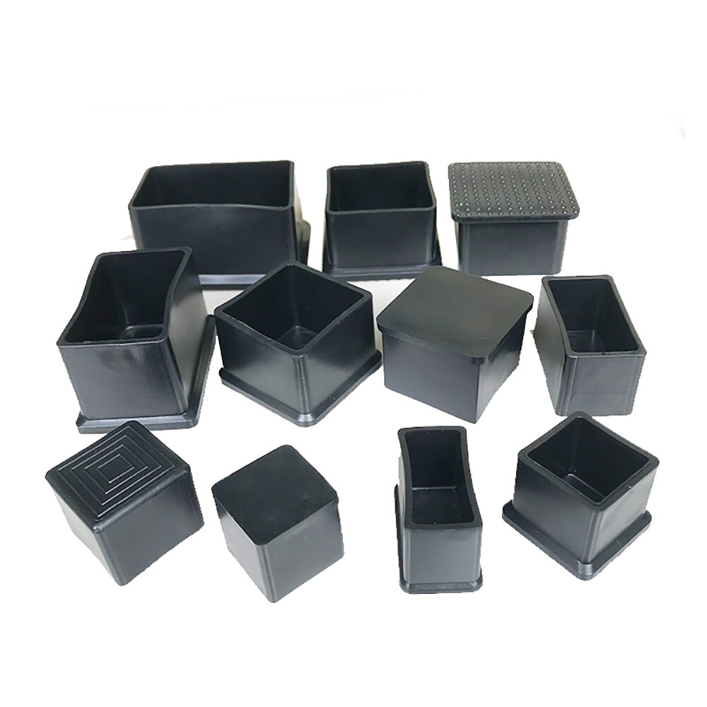 Black Square Tube Caps Furniture Desk Chair Legs Protection Pipe Plug PVC/Rubber