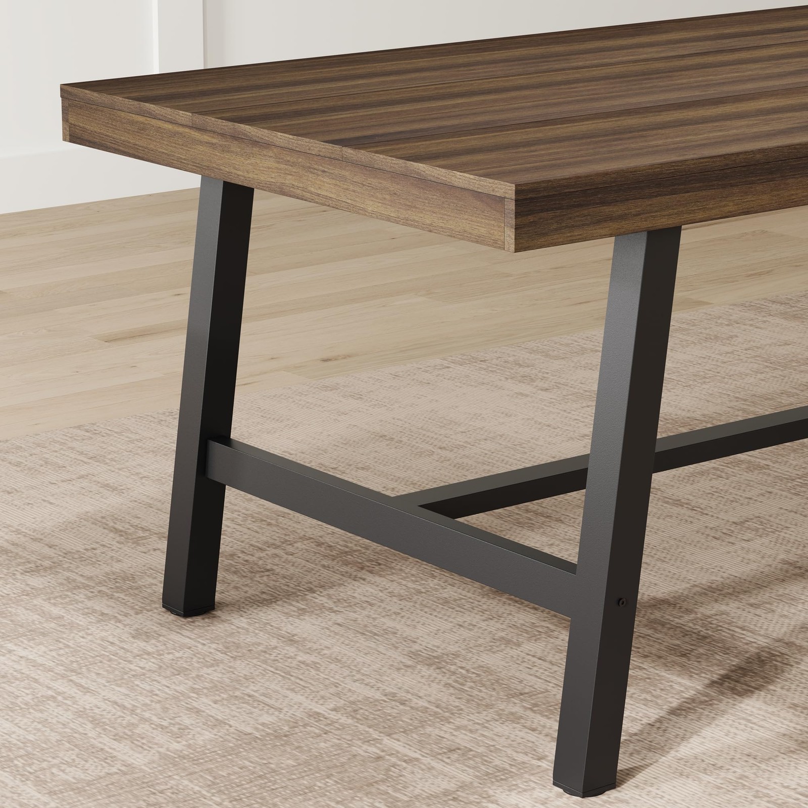 70.87″ Farmhouse Dining Table for 6-8 People, Large Wood Rectangle Kitchen Table