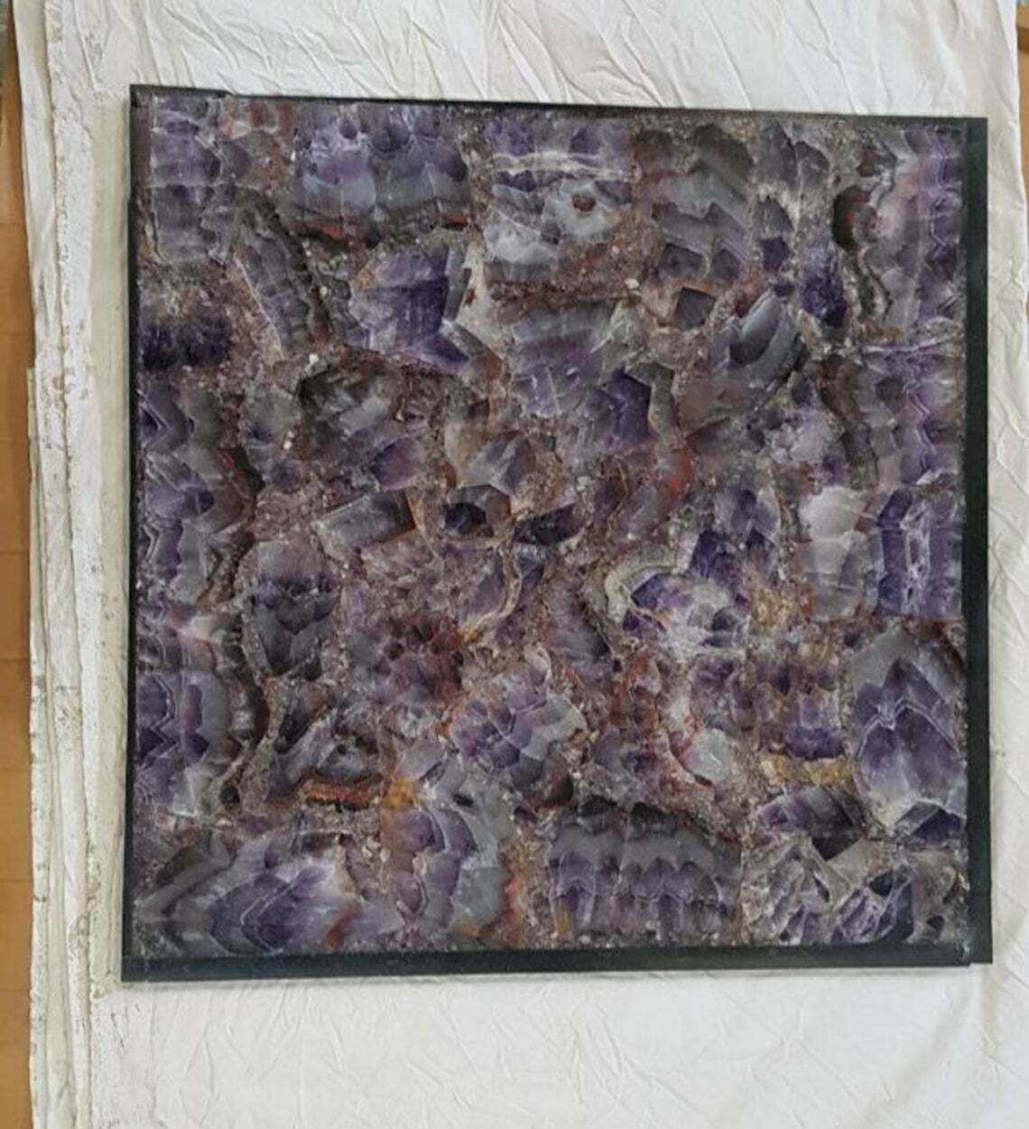 24″ Amethyst Table Top / Slab Agate Natural stones Handmade Home Decor